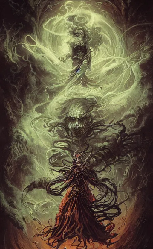 Image similar to storm ghost wizard, frazetta, mohrbacher