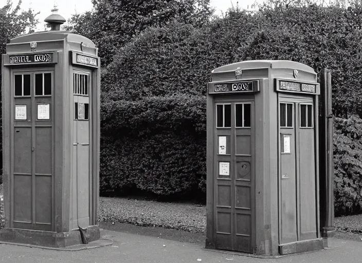 Image similar to photo of a metropolitan police box in suburban london, police box, 1930s, sepia, wide shot