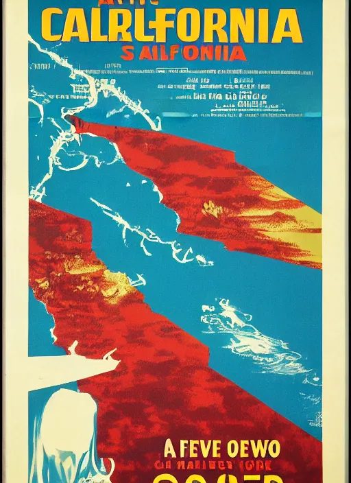 Prompt: a vintage movie poster about california,