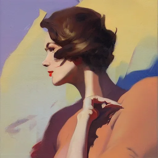 Prompt: greg manchess mid century album cover, medium shot, asymmetrical, profile picture, organic painting, sunny day, soft colors, matte painting, bold shapes, hard edges, street art, trending on artstation, by huang guangjian and gil elvgren and sachin teng