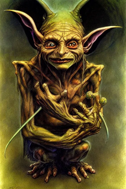 Image similar to brian froud painting of a goblin