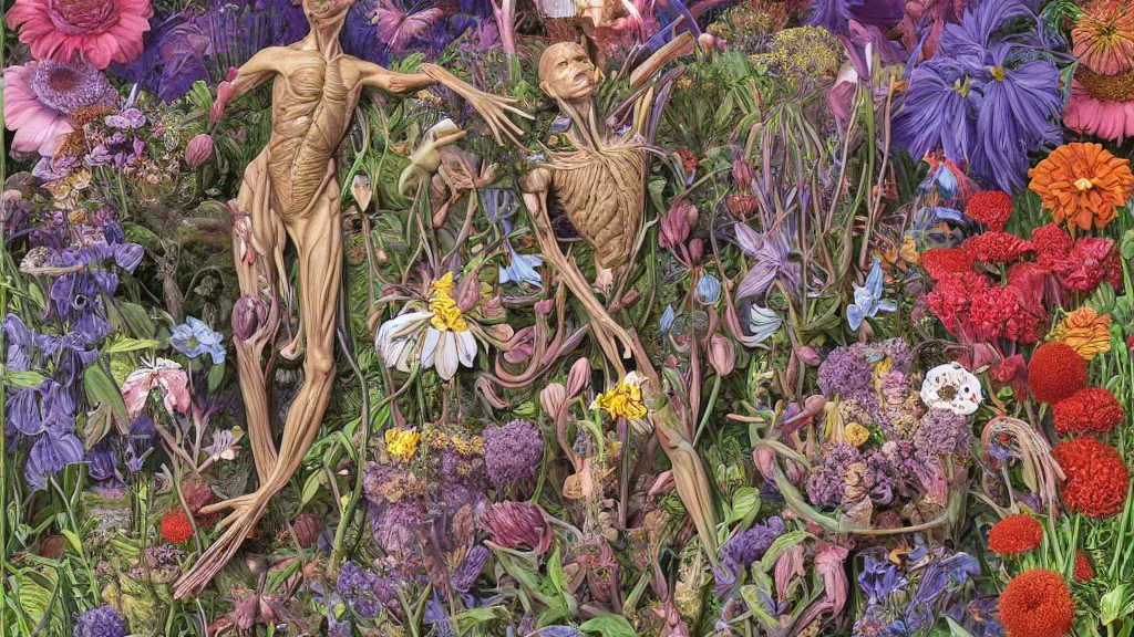 Prompt: highly detailed illustration all the known species of flowers, human anatomy, by juan gatti!!, by gottfried bammes, by george bridgman, by moebius!, by oliver vernon, by joseph moncada, by damon soule, by manabu ikeda, by kyle hotz, by dan mumford, by kilian eng