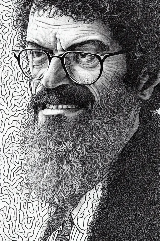 Prompt: an artistic jean giraud portrait of terence mckenna, renaissance themed