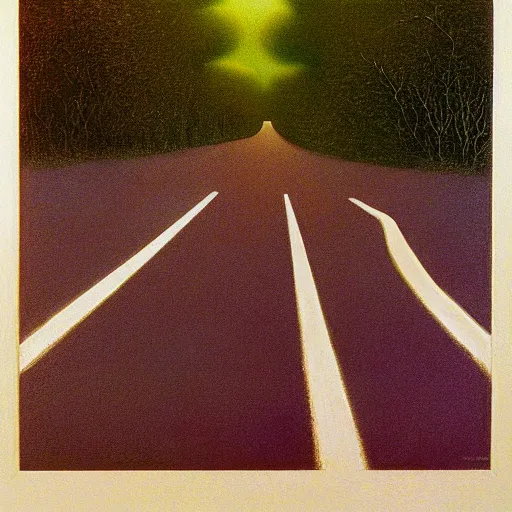 Image similar to abbey road painted by zdzisław beksinski