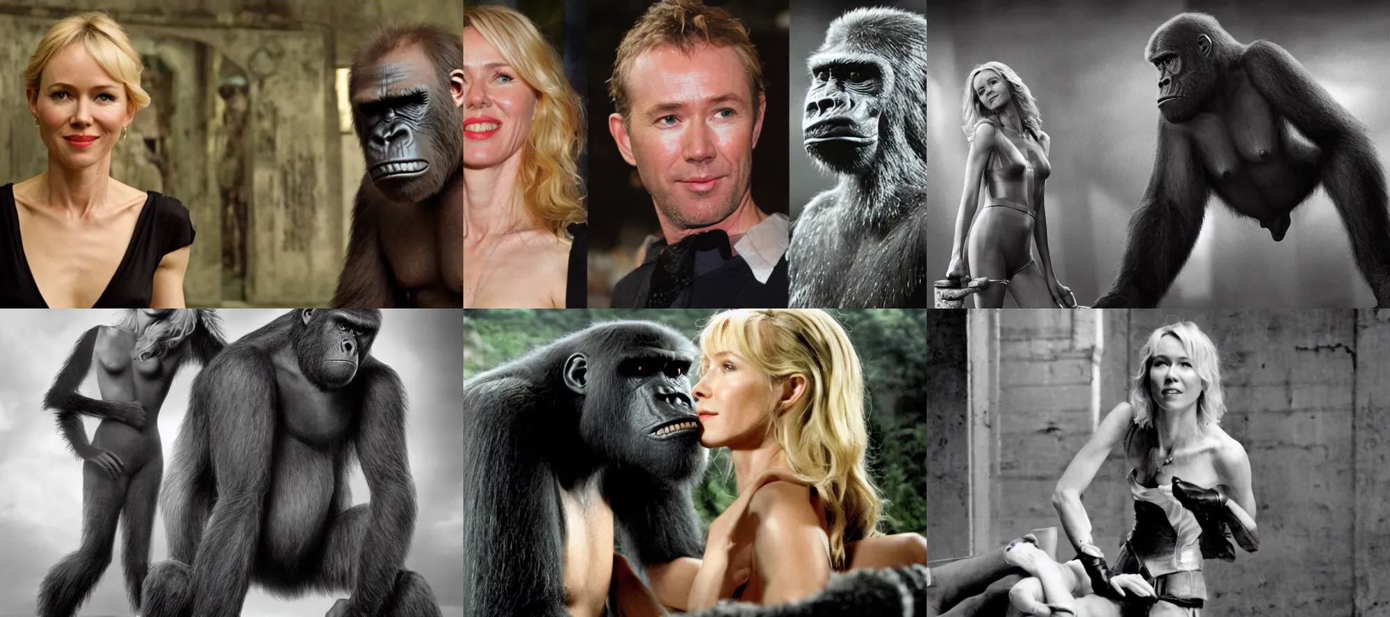 Prompt: naomi watts and king kong in the style of a novel by marquis de sade