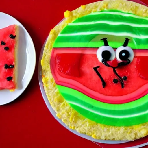 Prompt: spongebob watermelon pizza