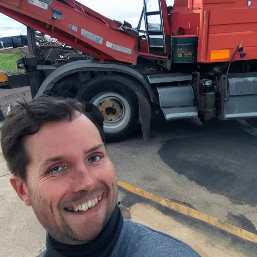 Image similar to dump truck taking a selfie