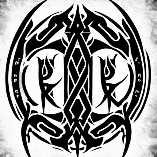 Image similar to masterpiece, symmetrical dimmu borgir logo calligraphy by thomas bokler, behance, white letters on black background