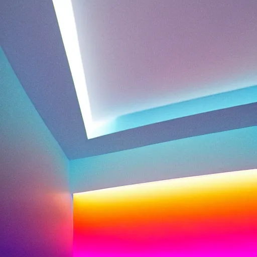 Image similar to photo of a james turrell skyspace neon colors