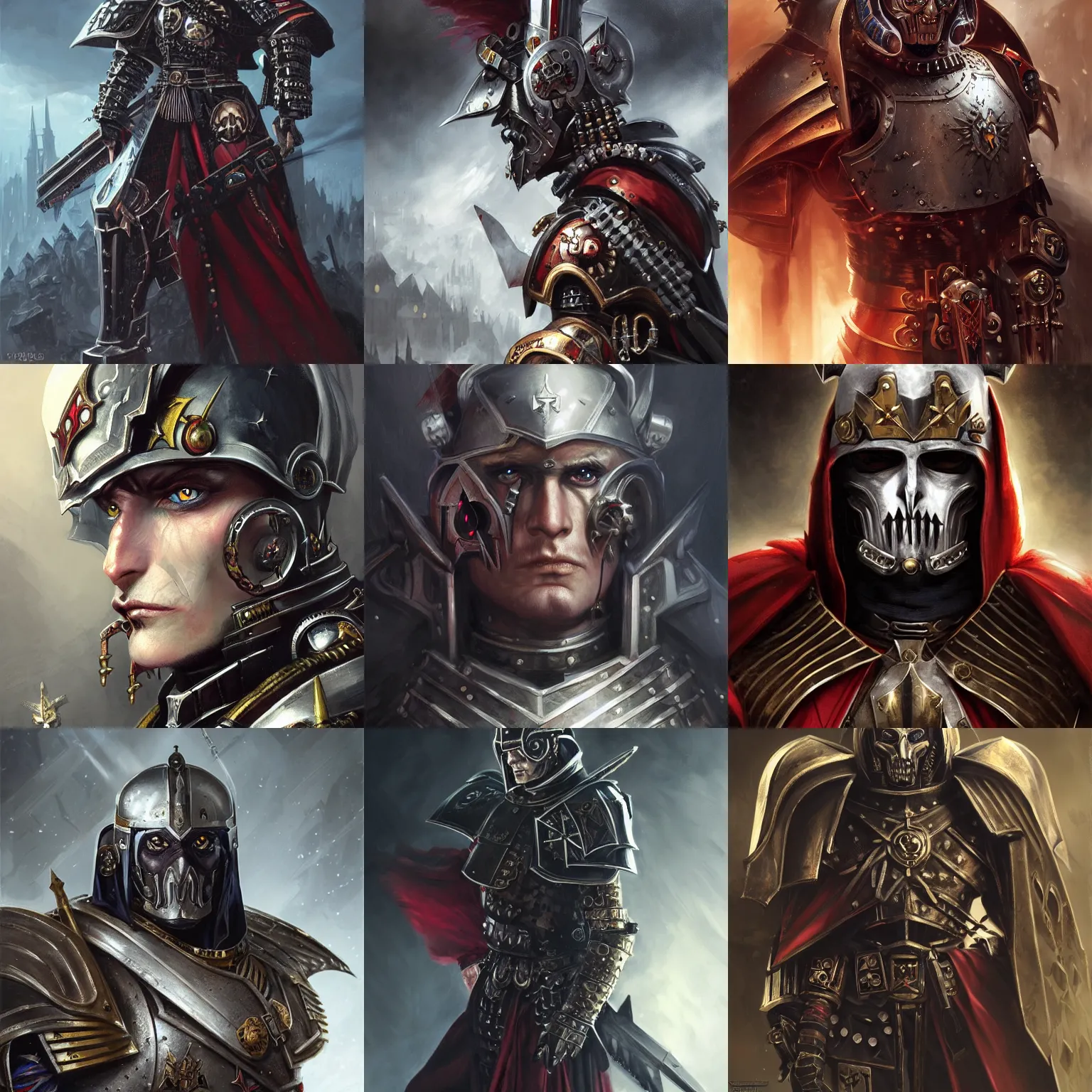 Image similar to gothic byzantine hussar, cyborg, dark fantasy, warhammer 4 0 k, portrait, highly detailed, digital painting, trending on artstation, concept art, sharp focus, illustration, art by artgerm and greg rutkowski and magali villeneuve