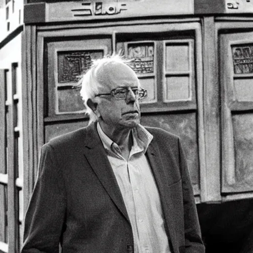 Prompt: Bernie Sanders as Doctor Who travelling through ancient Mesopotamia in the TARDIS