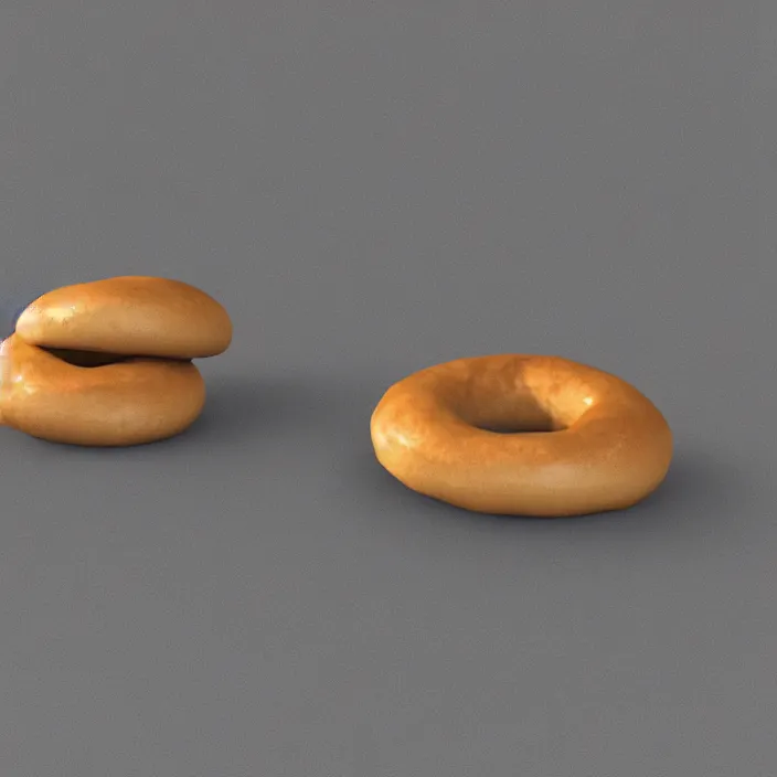 Prompt: a 3 d render of a floating bagel, studio quality background, lighting, smooth render, unreal engine 5