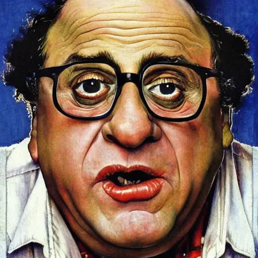 Image similar to danny devito portrait art by norman rockwell