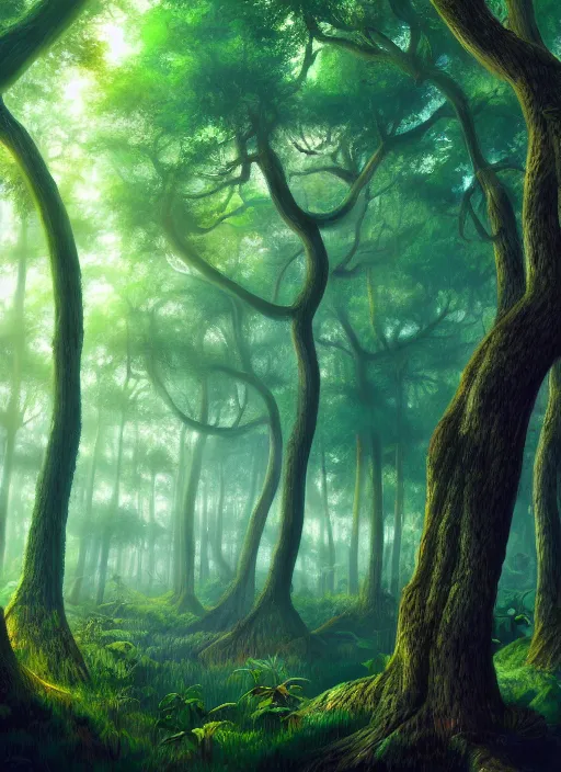 Image similar to lush forest, high detail, 4 k, surrealism style artstation