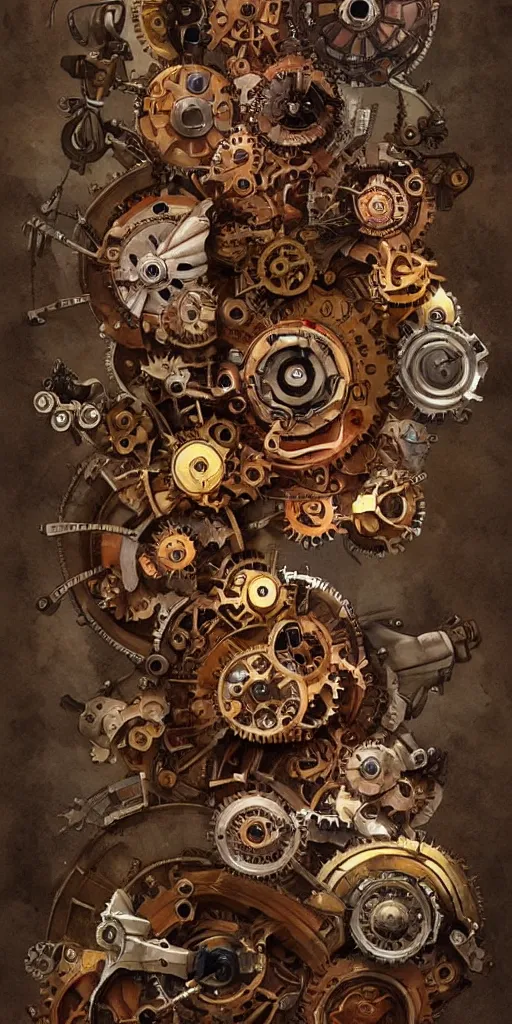 Image similar to machine heart, cogwheels, mechanical, photorealistic, high detail, steampunk - style by esao andrews, artstation, illustration