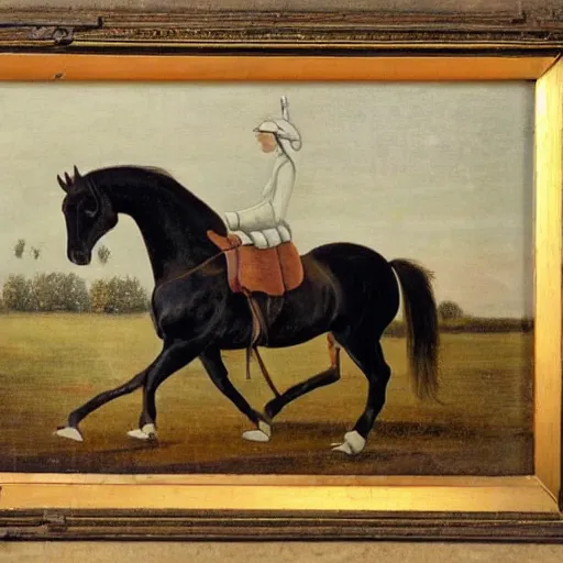 Image similar to panorama racławicka, old polish painting of a horse