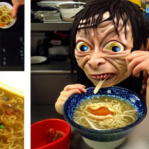 Image similar to Gollum eating ramen trail cam footage