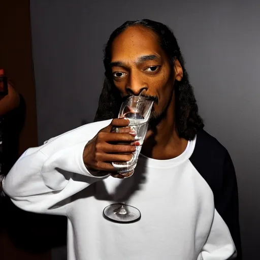 Image similar to photo of snoop dog drinking water while looking at the camera