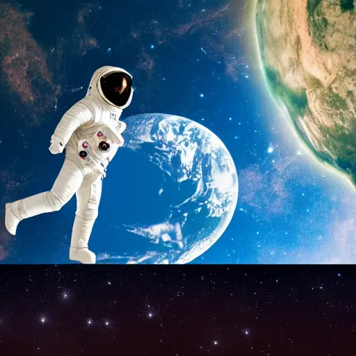 Prompt: high res an astronaut floating in space doing jazz improvisation with the earth in the background, 4k wallpaper photography