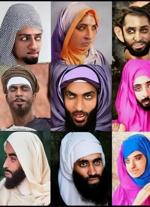 Image similar to the prophet mohammed instagram thirst trap photo shoot, perfect faces