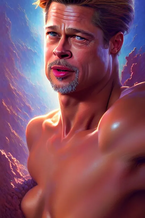 Prompt: brad pitt becomes olive, hyper detailed, digital art, artstation, cinematic lighting, studio quality, smooth render, by peter mohrbacher, hajime sorayama, wayne barlowe, boris vallejo, aaron horkey, gaston bussiere, craig mullins