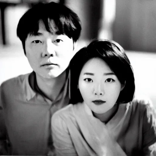 Prompt: archive of the actress Choi Eun-Hee and director Shin Sang-ok, Reuters, 35mm film, film grain, mysterious exterior, underexposed