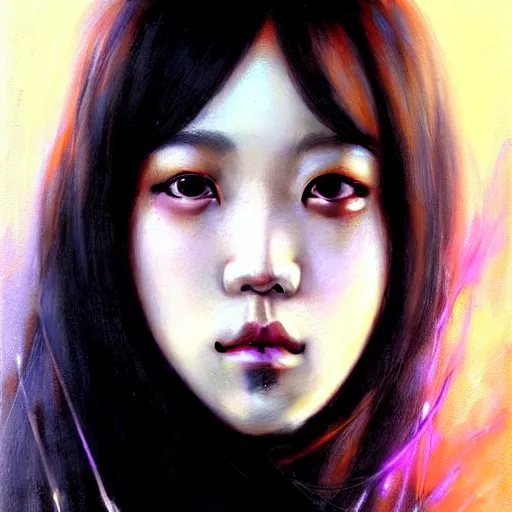 Prompt: jisoo of blackpink, hyperrealistic portrait, by karol bak and agnes cecile and artgerm, fantasy art, photo realistic, dynamic lighting, artstation, poster, volumetric lighting, very detailed face, 8 k, award winning