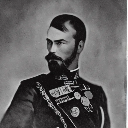 Image similar to tsar nicholas ii as iron man, historical photograph