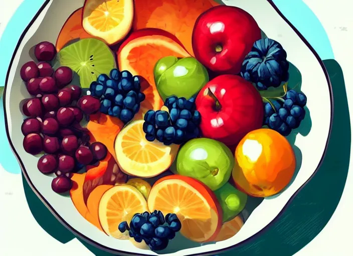 Prompt: a bowl of fruit. clean cel shaded vector art. shutterstock. behance hd by lois van baarle, artgerm, helen huang, by makoto shinkai and ilya kuvshinov, rossdraws, illustration, art by ilya kuvshinov