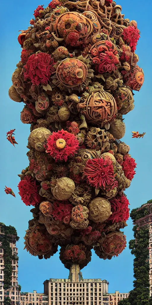 Prompt: colossal grotesque flower made from unfulfilled communist dreams in the middle of abandoned early soviet constructivist cityscape, Stalinist architecture, ultradetailed, Intricate by Hayao Miyazaki and Josan Gonzalez and Makoto Shinkai and Giuseppe Arcimboldo and Wes Anderson