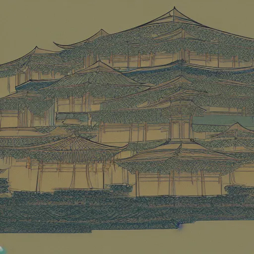 Image similar to concept art, lotus lanterns, high resolution, cave temples of dunhuang - style