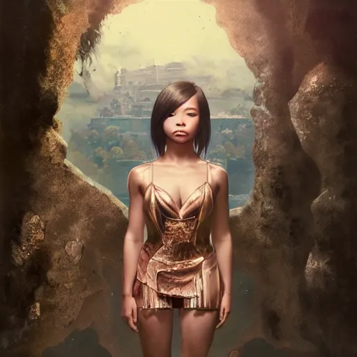 Image similar to dwayne johnson as a beautiful young girl in seductive clothing by ross tran, walking in a castle painted by sana takeda, rtx reflections, very high intricate details, painting, digital anime art, medium shot, mid - shot, composition by ilya kuvshinov, lighting by greg rutkowski