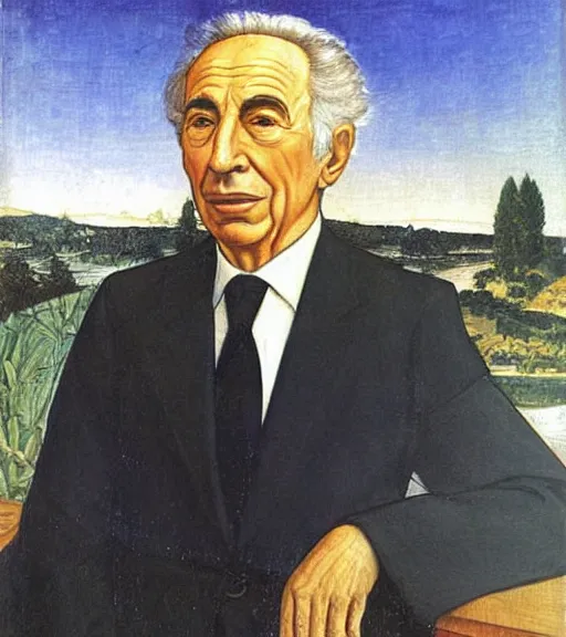 Image similar to a portrait of shimon peres, by botticelli