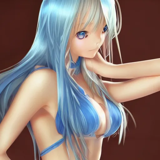 Image similar to a very beautiful young anime chess girl, full body, long wavy blond hair, sky blue eyes, full round face,, bikini, miniskirt, front view, mid - shot, highly detailed, cinematic wallpaper by stanley artgerm lau