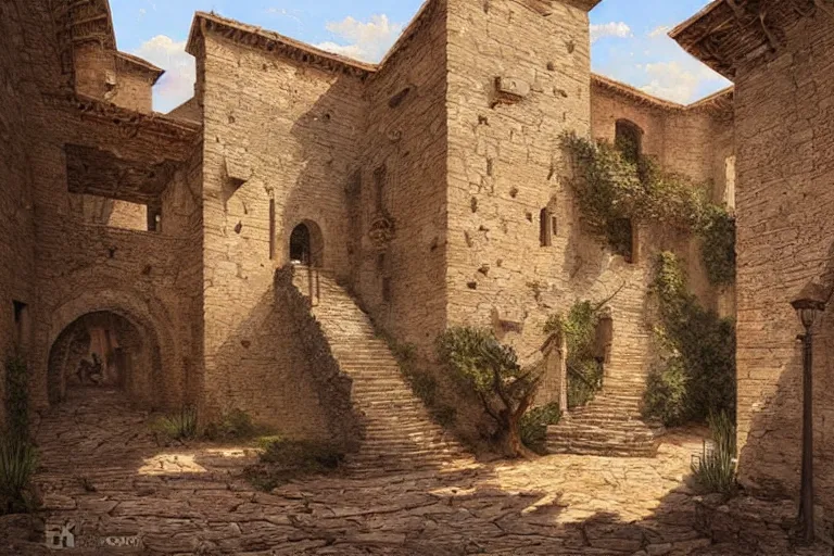 Image similar to monteriggioni, highly detailed, digital painting, art by artgerm and greg rutkowski