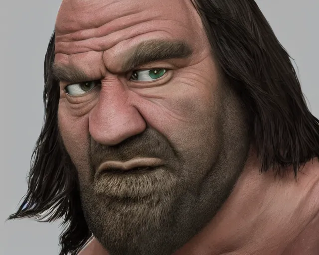 Prompt: homer simpson as sandor clegane, character art, by various concept artists, redshift render, hyperrealistic face, photorealistic render