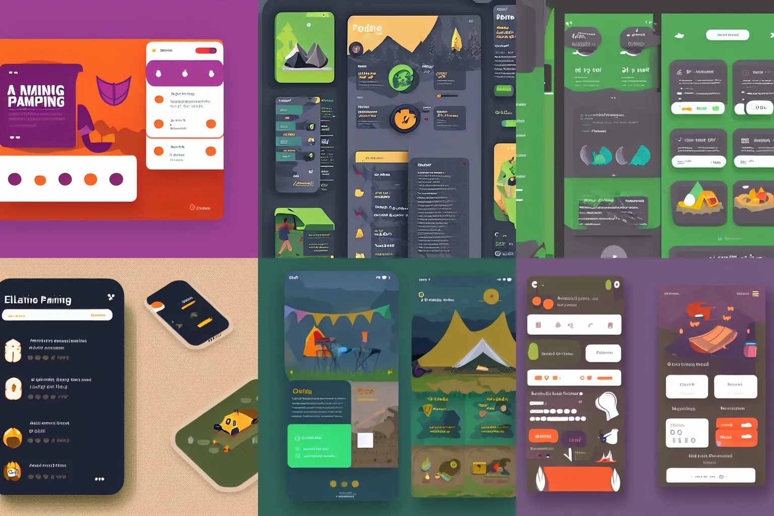 Prompt: a flat style ui illustration about camping