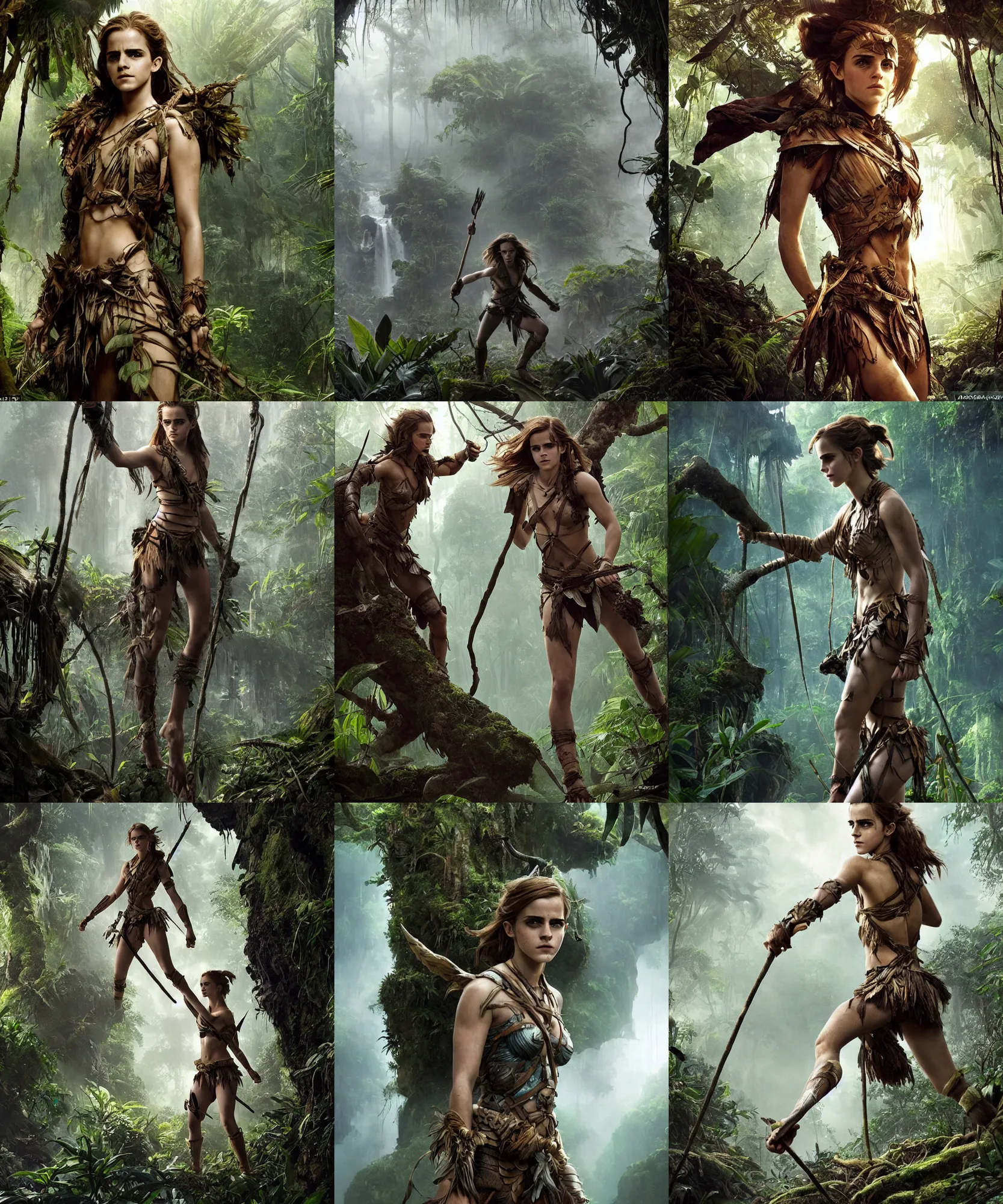 Prompt: A epic photo of emma watson as amazon in the jungle in the movie by nuri iyem, james gurney, james jean, greg rutkowski, anato finnstark. hyper detailed, 50mm, award winning photography