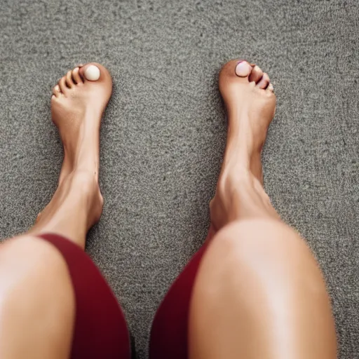 Prompt: a woman sitting with her feet facing the camera