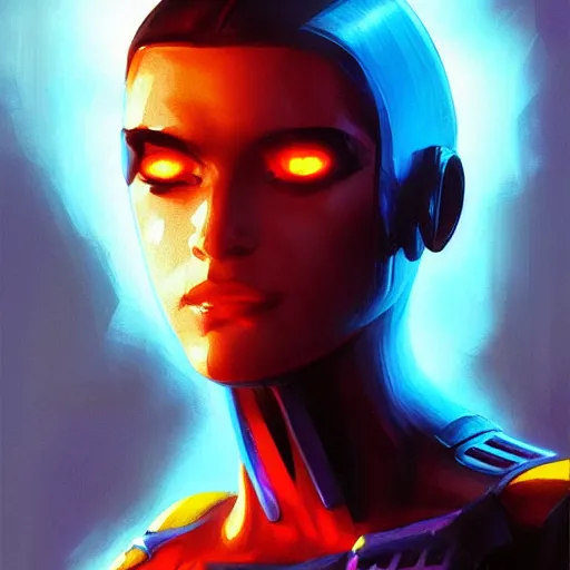 Prompt: Bright, colorful, realistic Cyber-roman rpg single individual headshot dramatic backlighting, kodachrome, high contrast, highly detailed, sharp focus, digital painting, concept art, illustration, trending on artstation, comic book by Alex Ross cover art