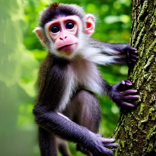 Prompt: cute baby monkey drinking water, 4k, realistic photo