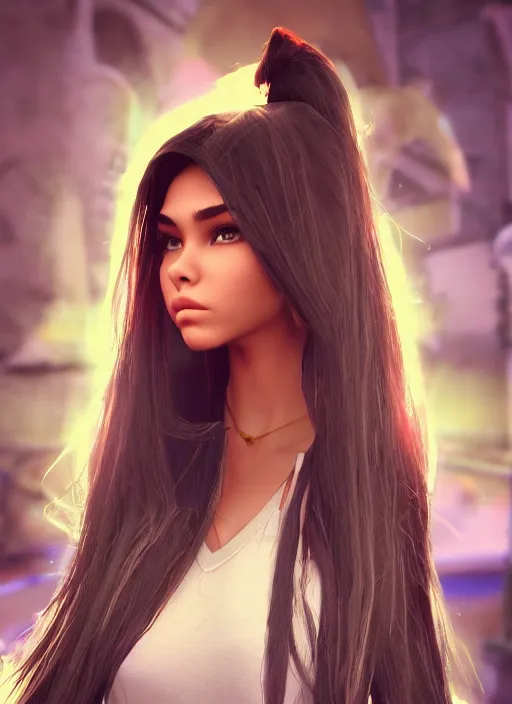 Image similar to Madison Beer as a video game character, digital art, unreal engine, unreal engine render, blender render, render, 4k, coherent