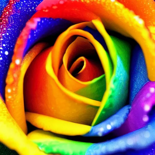 Image similar to a high quality photo of rainbow rose, 8k, photorealism, professional