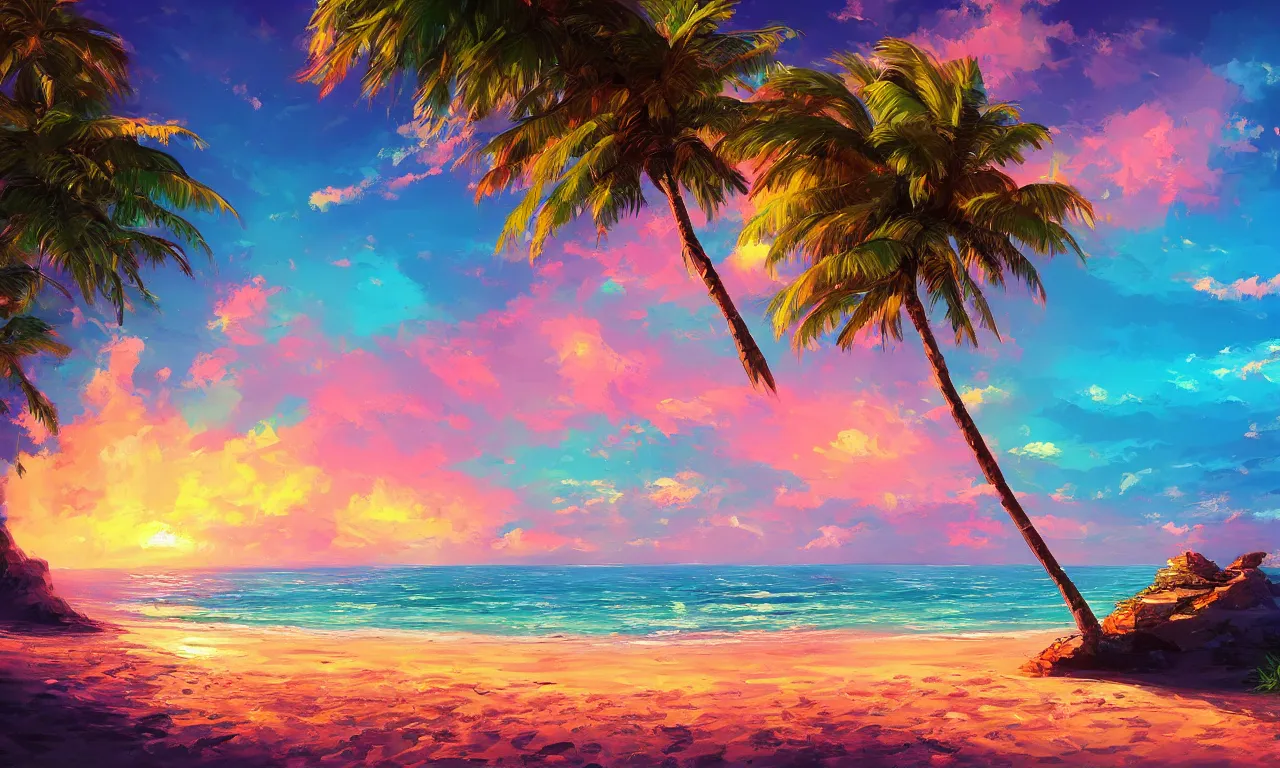 Image similar to fantasy paradise beach coast by alena aenami artworks in 4 k