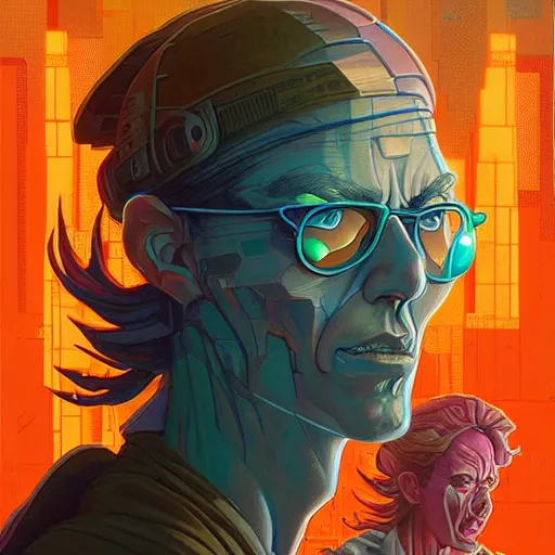 Prompt: pixel god cyberpunk apocalyptic portrait by gaston bussierre and charles vess and james jean and erik jones and rhads, inspired by rick and morty, epic, funny, huge scale, beautiful fine face features, intricate high details, sharp, ultradetailed