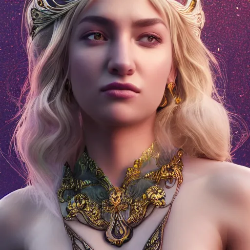 Image similar to portrait of wonderful princess of amethyst with fair skin, ornate 8 k gorgeous intricate detailed, accent lighting, dramatic light, octane render