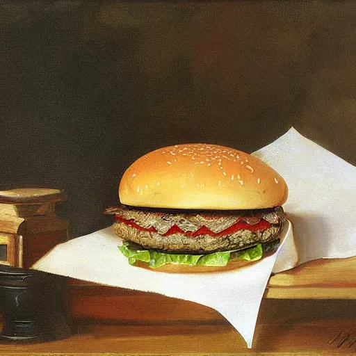 Image similar to beautiful burger painting by Ivan Shishkin