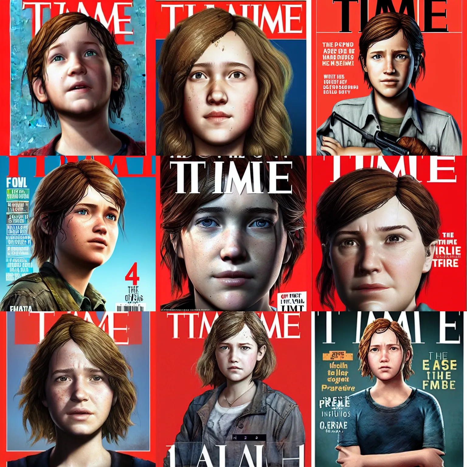 Prompt: 47th president of the United States Ellie (The Last of Us), on the cover of Time Magazine