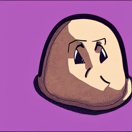 Prompt: Anime style illustration of a boulder with a face