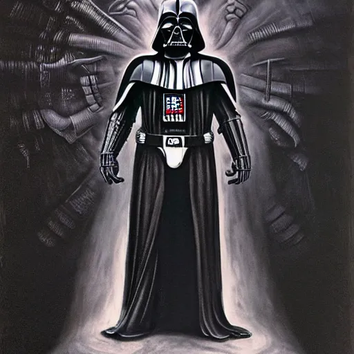 Prompt: h. r. giger designs his version of darth vader